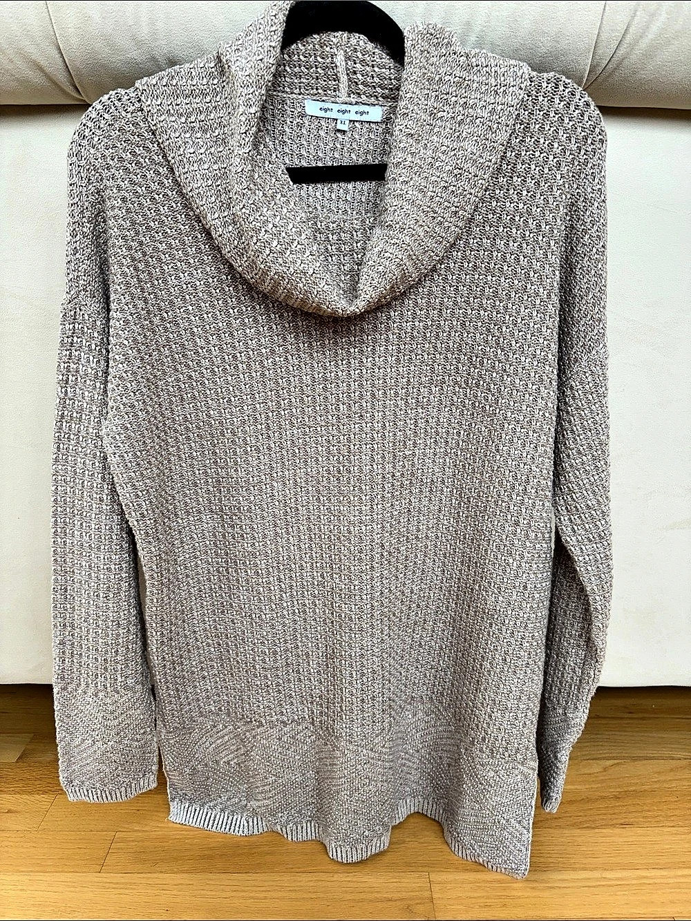 Eight Cowl Neck Cotton Sweater XL light Brown